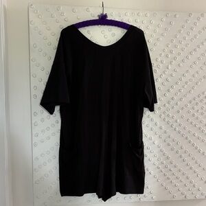 Black Short Sleeve Dress with Pockets